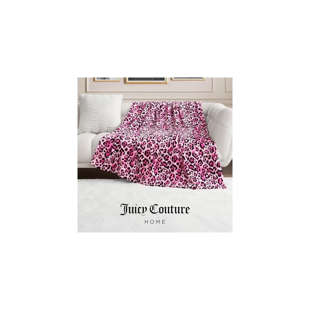 60" x 90" Oversized Plush Throw Blanket, Leopard Pink Designer Bed Blanket